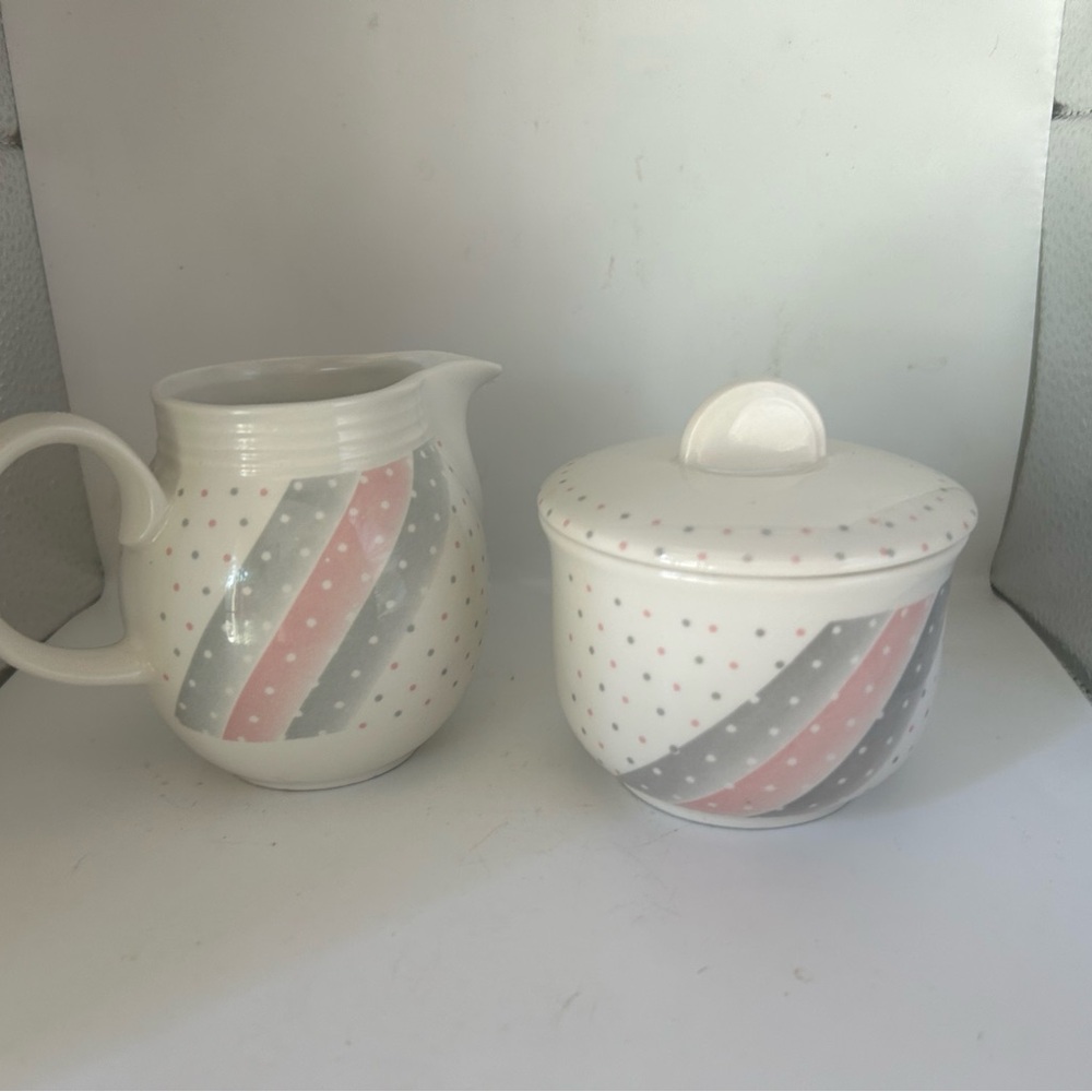 Polka Dot Ceramic Creamer and Sugar Set